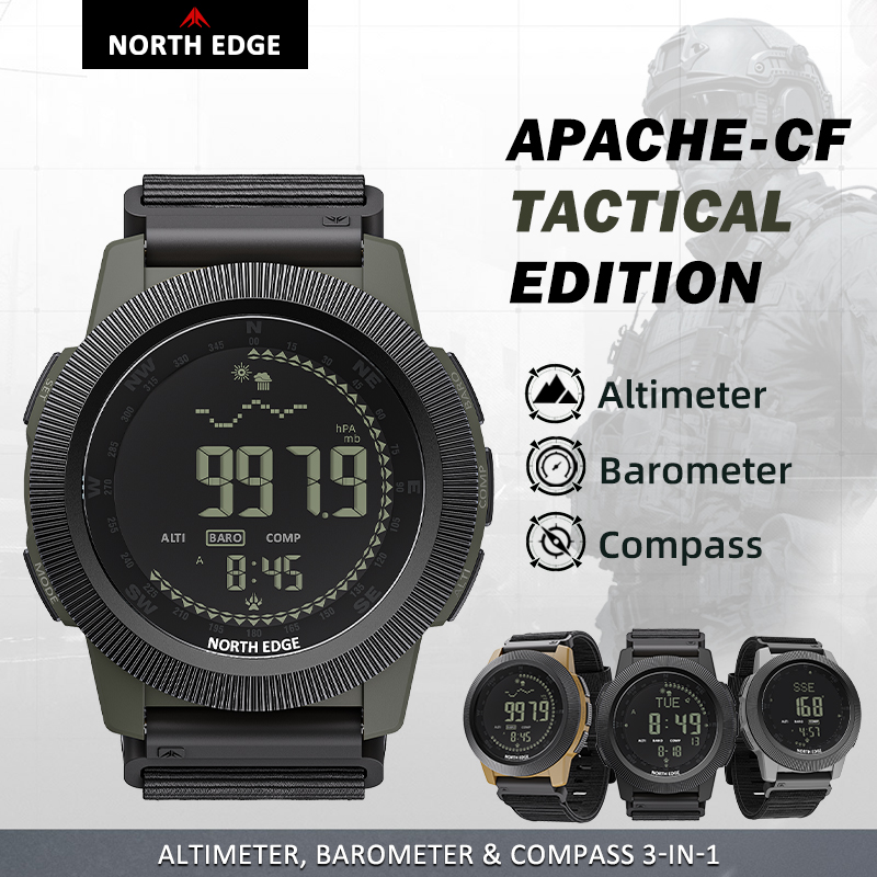 Altimeter Compass Watch - NORTH EDGE APACHE-CF Herren-Digitaluhr, Outdoor-Sportuhr, 50